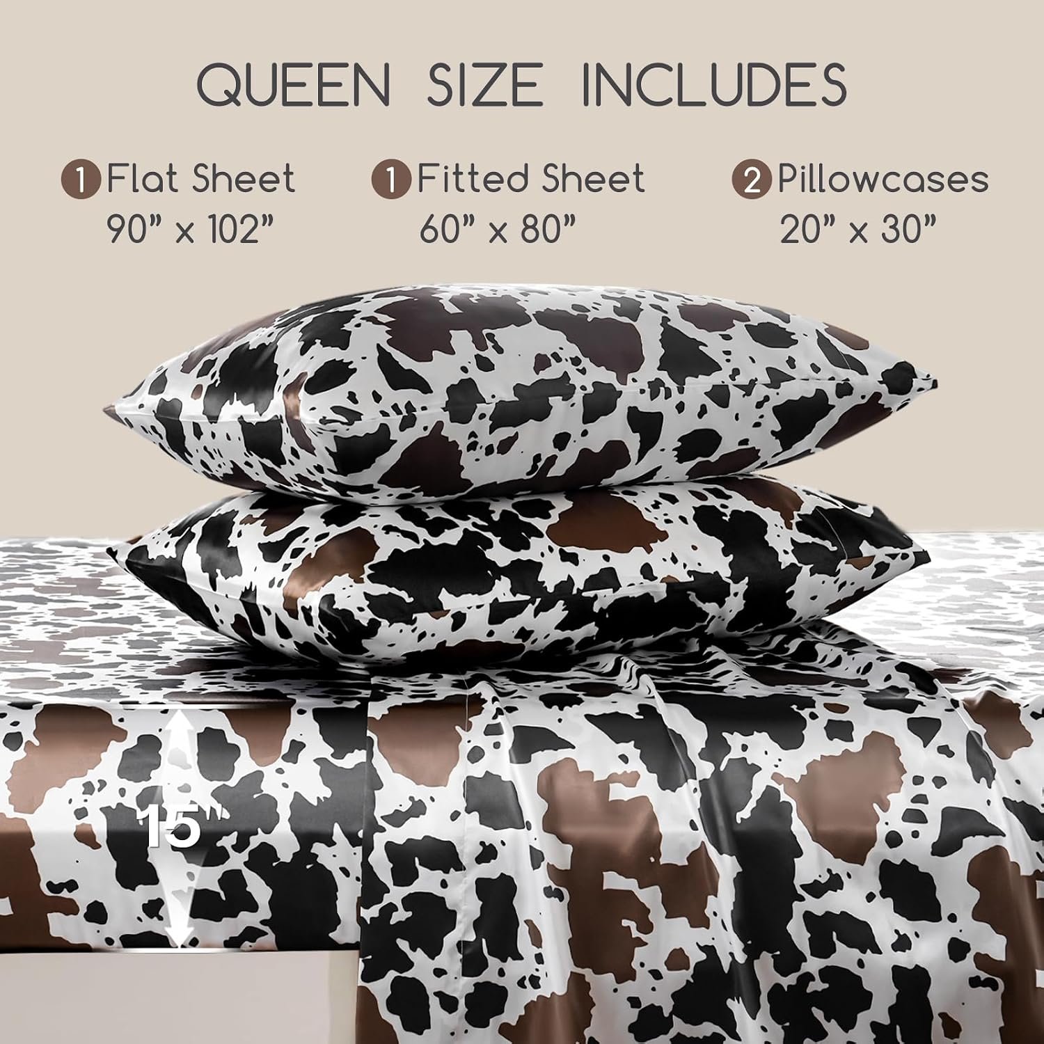 Cow Print 4-Piece Silk Bedding Set - Image 2