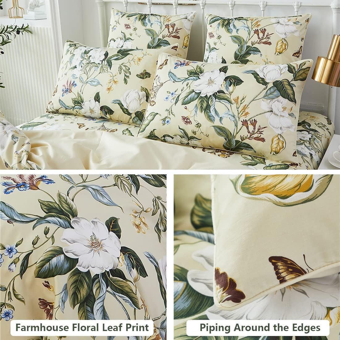 Green Leaf Print Cotton Pillowcase - Image 2
