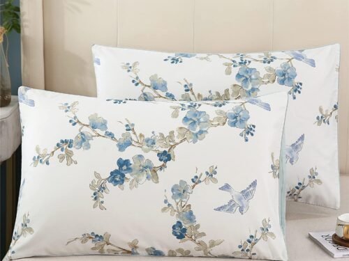 Floral & Bird Print Standard Pillowcase