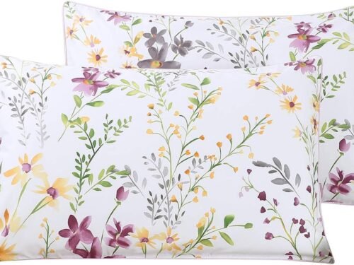 Garden Print Cotton Pillowcase