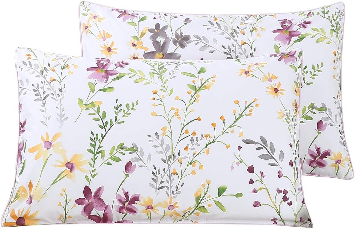 Garden Print Cotton Pillowcase