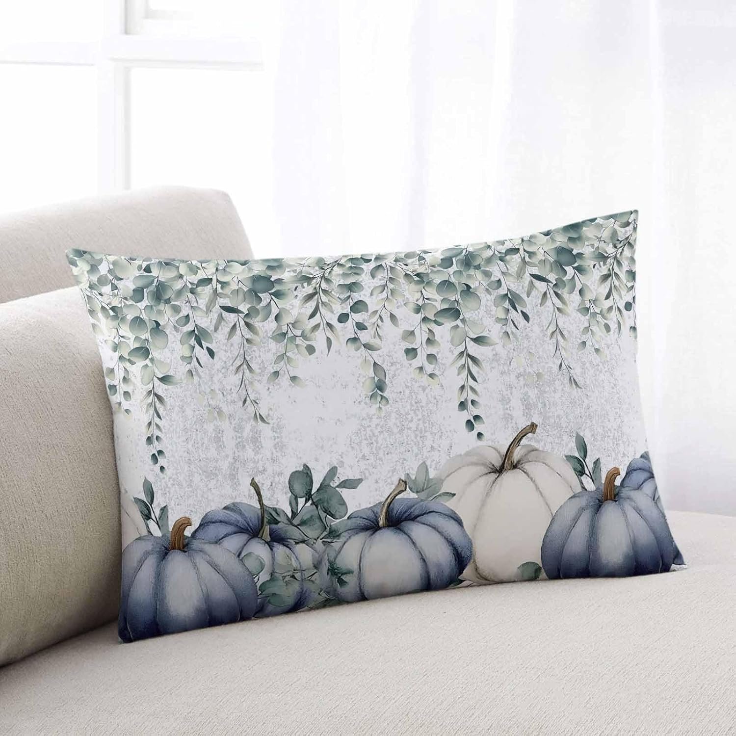 Blue Pumpkin & Eucalyptus Pillowcase - Image 2