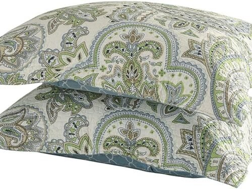 Green Paisley Quilted Pillowcase