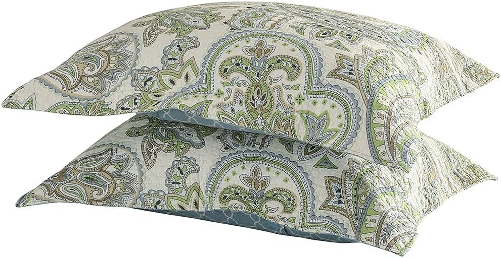 Green Paisley Quilted Pillowcase