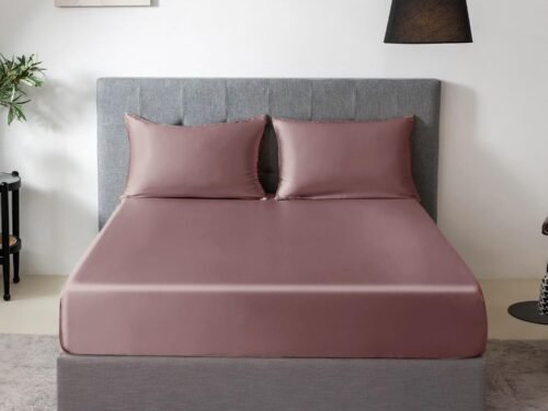 Purple Silk Fitted Sheet 3-Piece Set