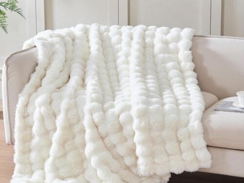 Thickened faux fur blanket 50x60 inches, warm sofa blanket