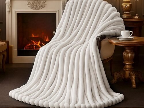 Long Faux Fur Decorative Blanket 55x70 Soft and Warm