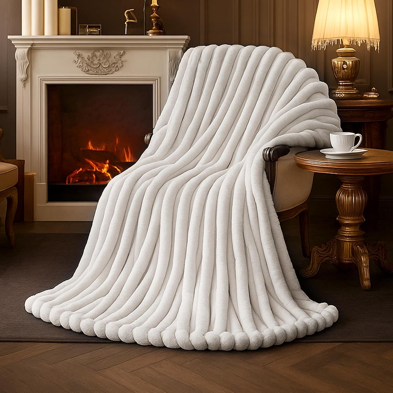 Long Faux Fur Decorative Blanket 55x70 Soft and Warm