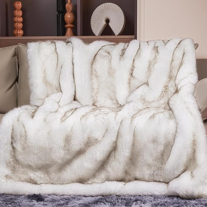 High Gram Weight Faux Fur Blanket 50x60 Thick Winter Blanket - Image 2