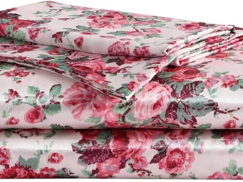 Vintage Floral Print 4-Piece Silk Bedding Set