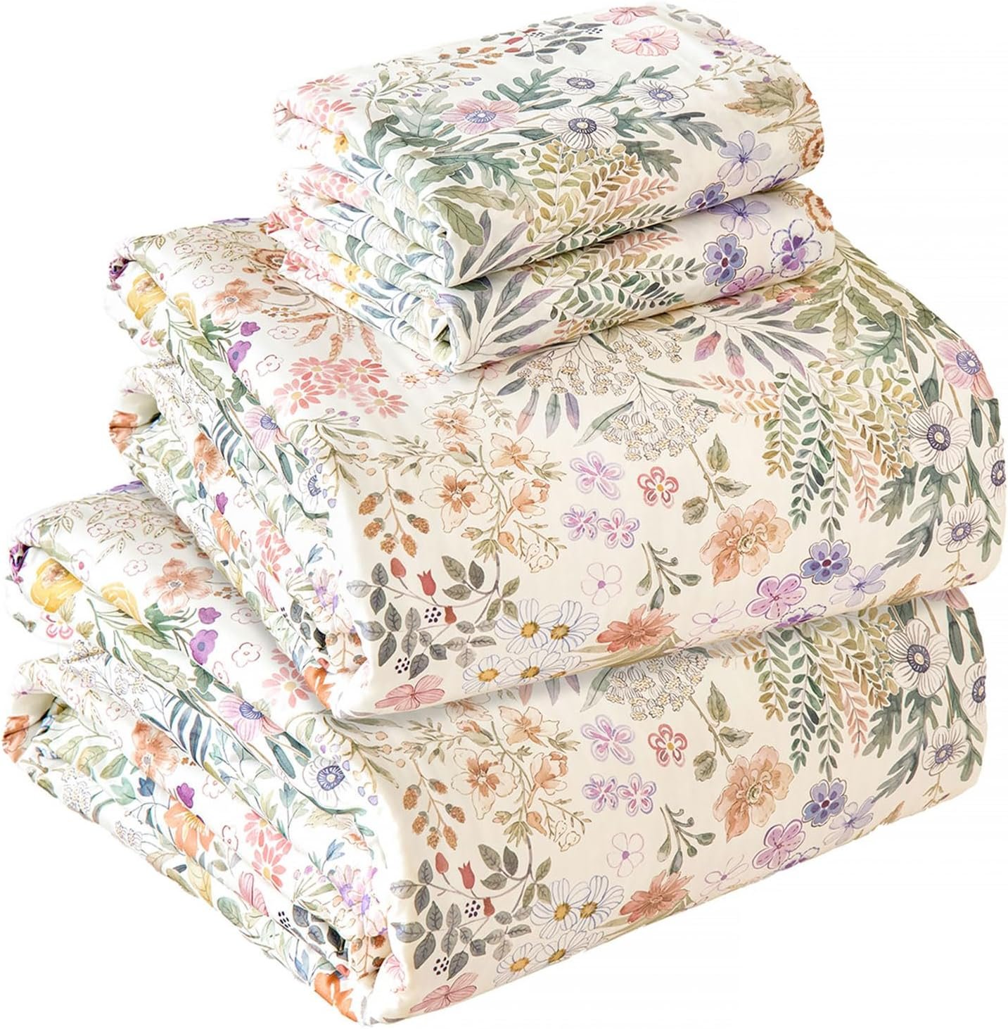 Botanical Print 4-Piece Silk Bedding Set