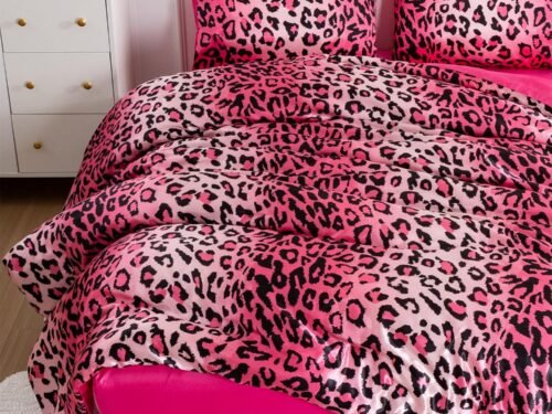 Leopard Print 5-Piece Silk Bedding Set