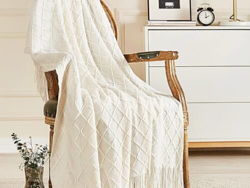 Tassel knit decorative blanket 50x60 inches, lightweight and breathable blanket