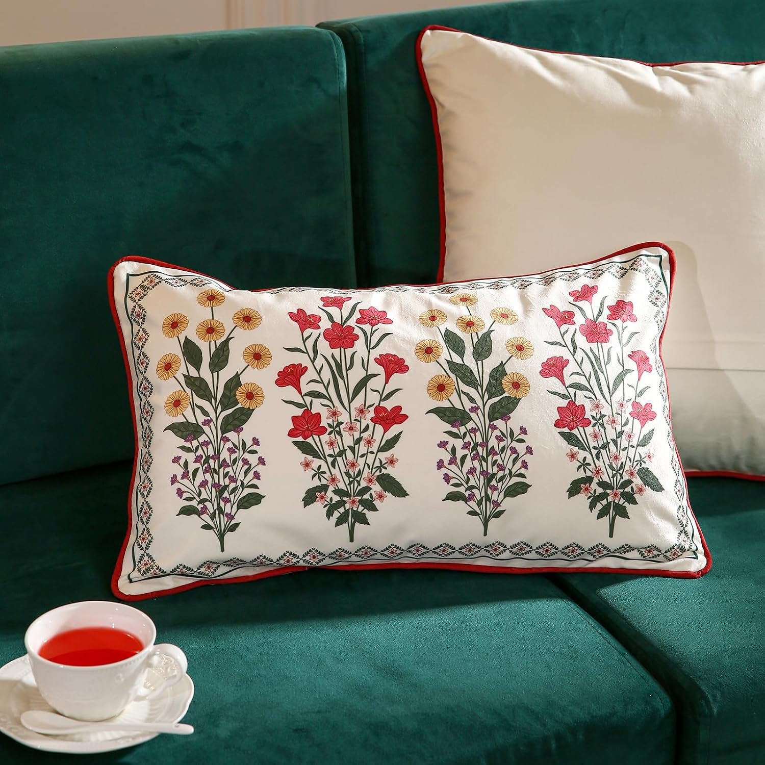 Vintage Floral Velvet Pillowcase - Image 2
