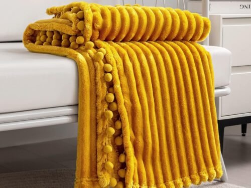 Plush Tassel Blanket 51x63 Soft and Warm Decorative Blanket