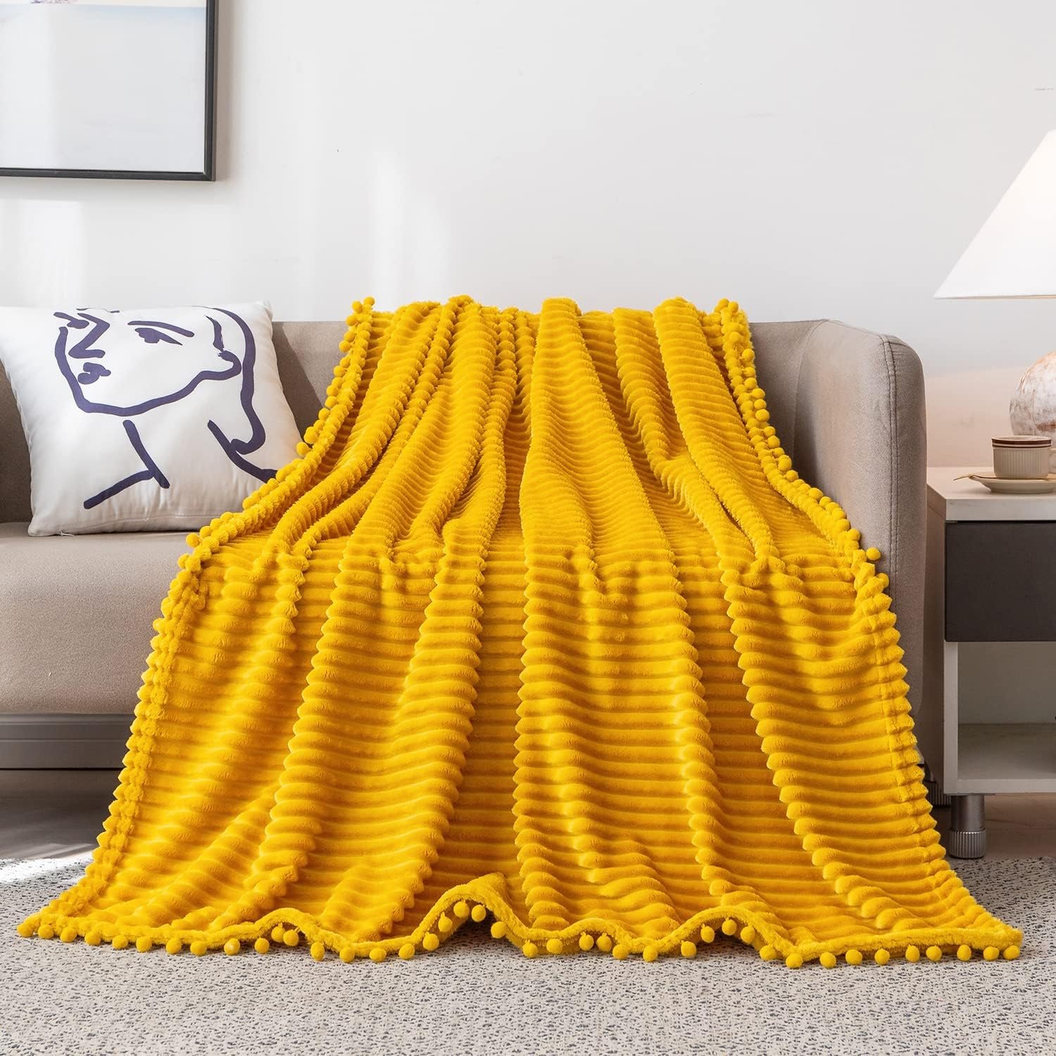 Plush Tassel Blanket 51x63 Soft and Warm Decorative Blanket - Image 2