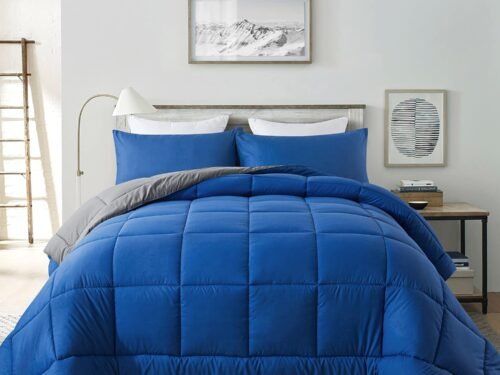 Twin Comforter Set -All Season Bedding Comforters Sets with 1 Pillow Case -2 Pieces Bed Set Down Alternative Comforter Set -Blue/Grey Twin Bedding Sets(64"x88")