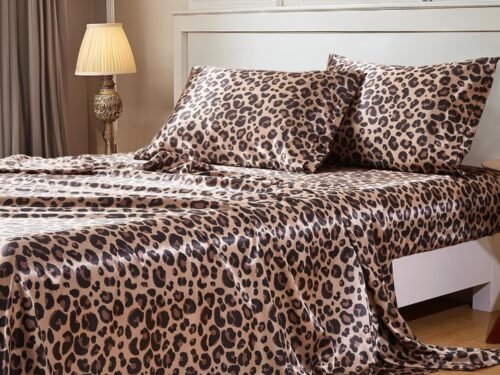 Leopard Print 4-Piece Silk Bedding Set