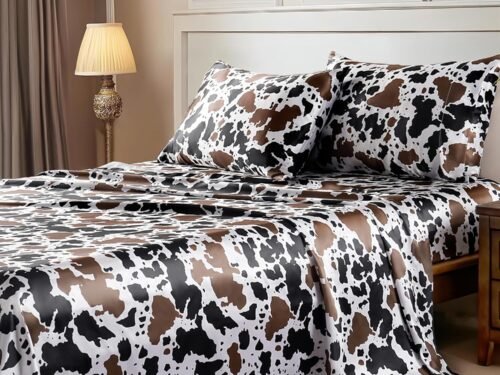 Cow Print 4-Piece Silk Bedding Set