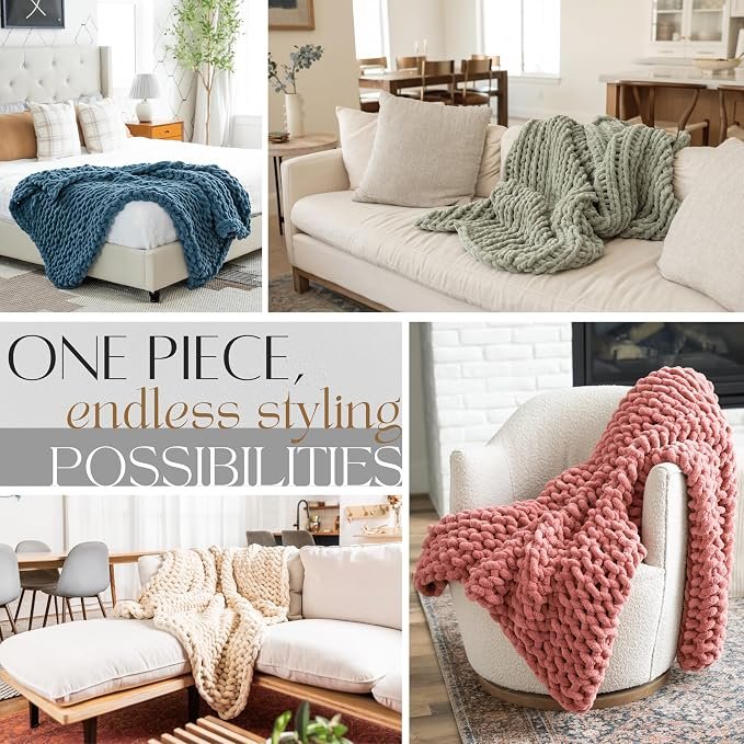 Combine Knit Chenille Blanket 50x60 Home Decor Blanket - Image 2