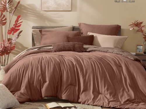 Queen Comforter Set - 7 Pieces Cationic Dyeing Terracotta Bed in a Bag Queen Bedding Sets with Comforter, Sheets, Pillowcases & Shams, Reversible Bedding Comforters Sets