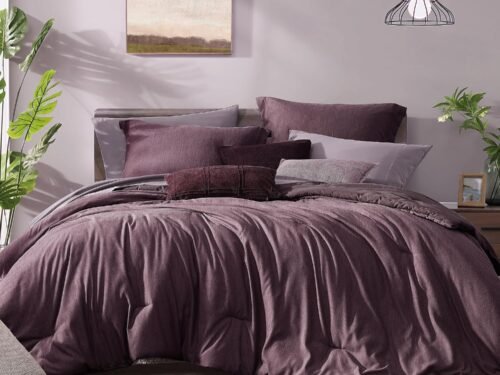 Queen Comforter Set - 7 Pieces Cationic Dyeing Italian Plum Bed in a Bag Queen Bedding Sets with Comforter, Sheets, Pillowcases & Shams, Reversible Bedding Comforters Sets