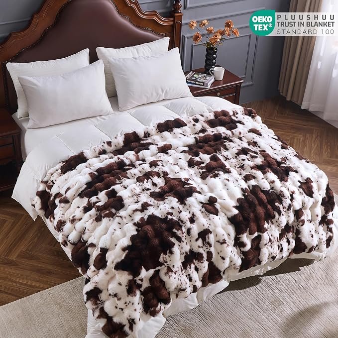 Bubble fleece faux fur blanket 60x50 inches, soft and comfortable blanket - Image 2